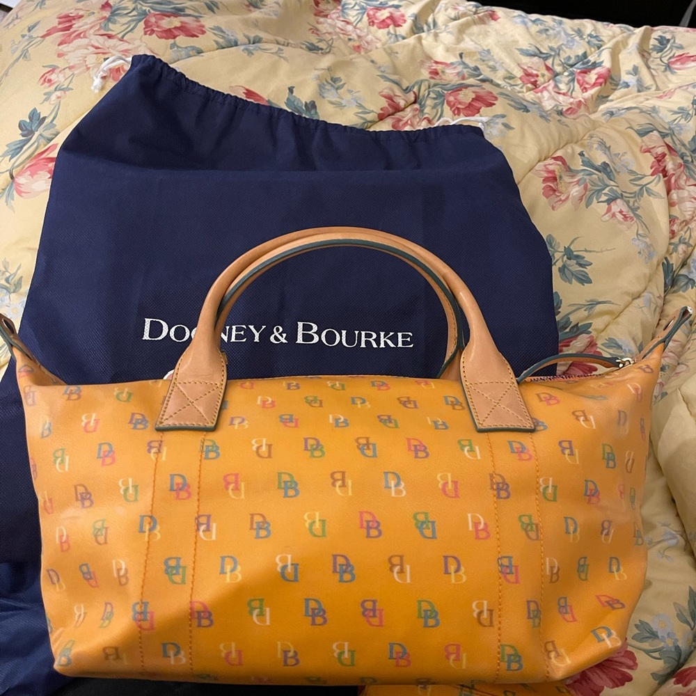 HTF Y2K Dooney & Bourke Doctor Satchel Rainbow logo ORANGE - Picture 2 of 5